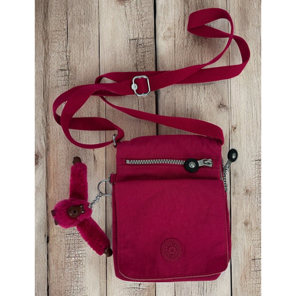 Kipling Handbags - Kipling El Dorado Crossbody Travel Bag Organizer Very Berry Magenta W/ Monkey